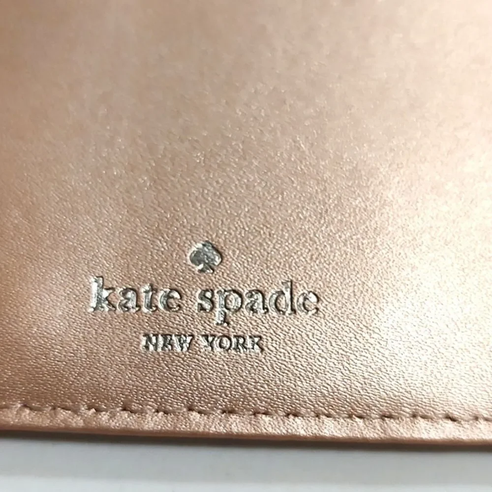 Kate Spade Metallic Rose Gold Leather Passport Holder Card Wallet